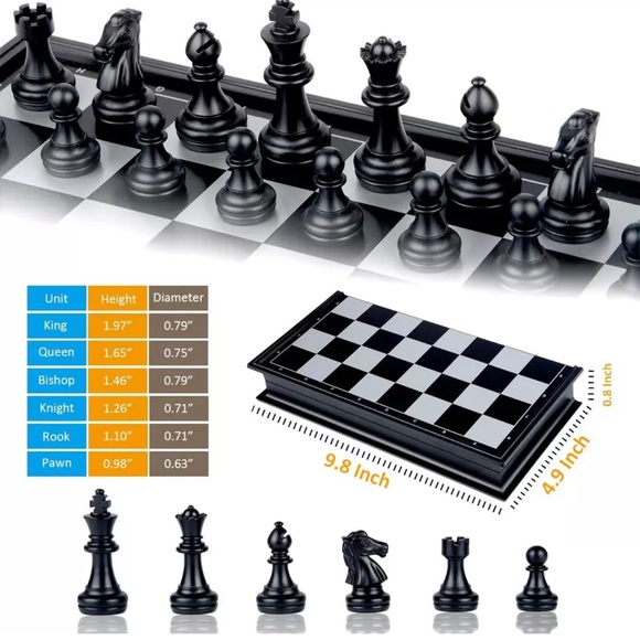 NEW Chess/Checkers/Backgammon Set, Portable Folding Travel Magnetic 3 In 1 Board - Picture 4 of 5